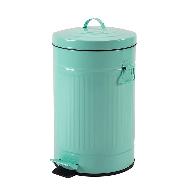 mingol Mint Green Trash Can with Lid, Turquoise Bathroom Bedroom Waste Basket Soft Close, Small Teal Garbage Can, Retro Vintage Home Office Trash Can, 12 Liter/3 Gallon, Glossy Mint Green - Image 1